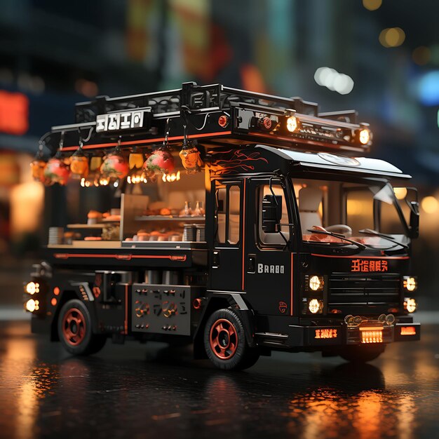 Premium Photo | 3D Render of Toy Korean Bbq Truck Korean Bbq Themed