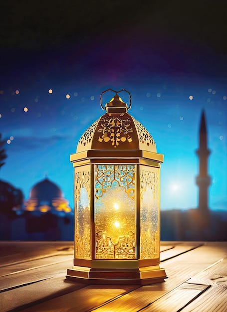 3D Render of A Traditional Brass Lantern Ramadan Celebration Symbol