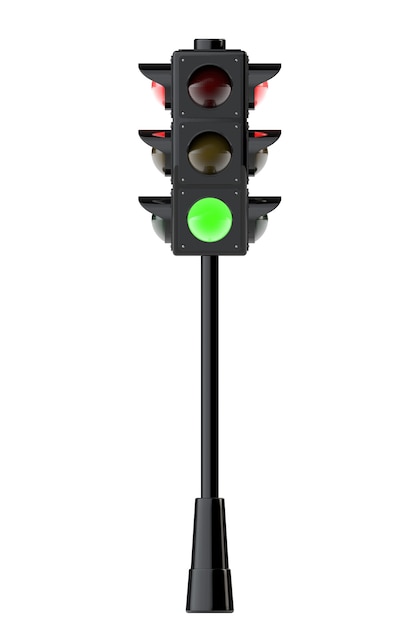 Photo 3d render traffic lights on a white background