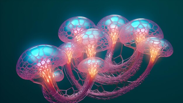 3D RENDER OF TRANSLUCENT Cordyceps FUNGUS MUSHROOM