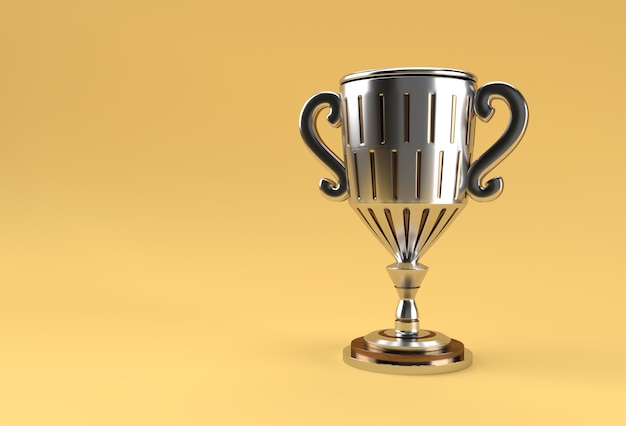 3D Render Trophy Cup isolated on Color Background.