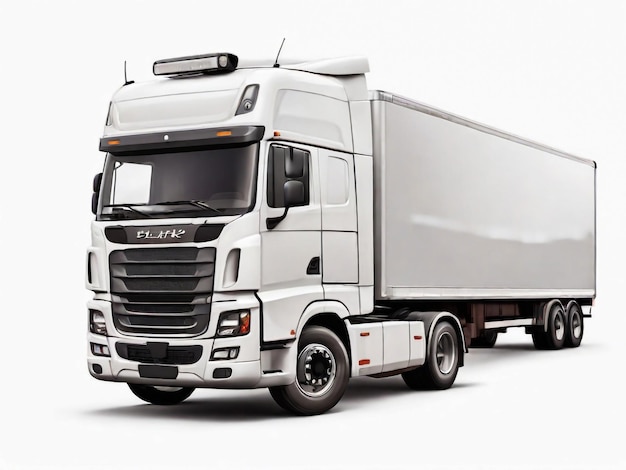 Foto rendering 3d del camion per il mockup su sfondo bianco