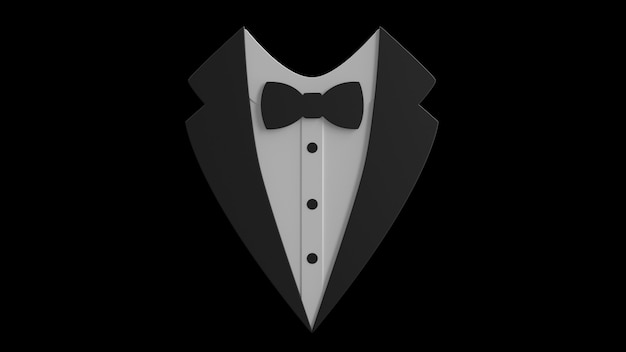 3d render tuxedo icon on black background