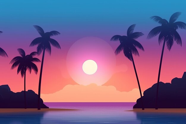 3D Render Twilight Beachscape