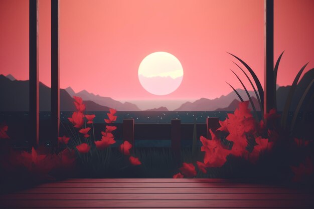 3D Render of a Twilight Summer Landscape Background