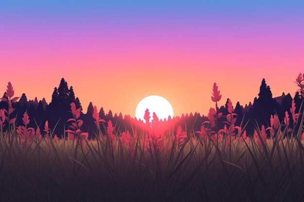 3D Render of a Twilight Summer Landscape Background