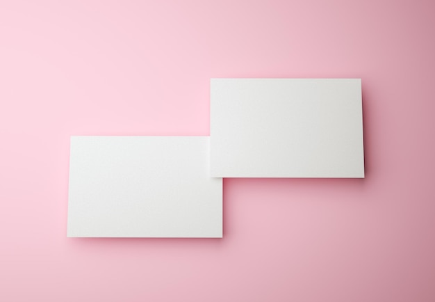 3d Render Two business cards mockup on pink background Business and branding identity concept