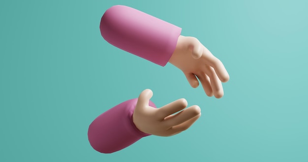 Photo 3d render of two hands in clap pose