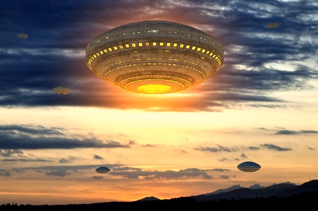 3d render. ufo spaceship technology