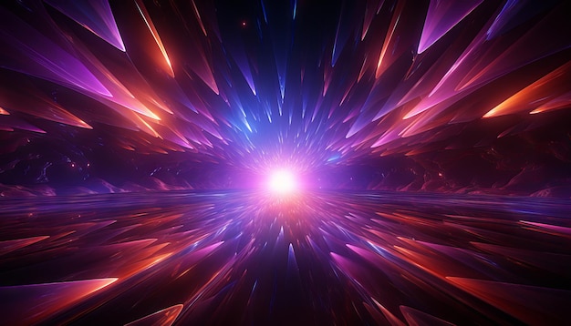 3d render ultraviolet neon shape portal glowing lines tunnel virtual reality abstract background