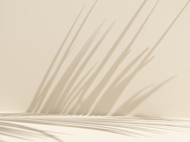 3d render of unobtrusive botanical background with shadow on the wall