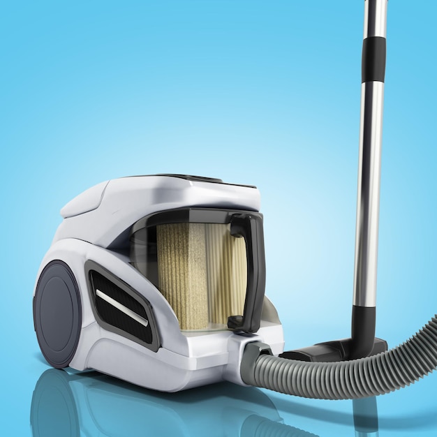 3d render of vacuum cleaner isolated on blue