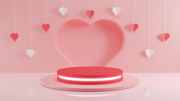 3d render of valentines day podium for product presentation