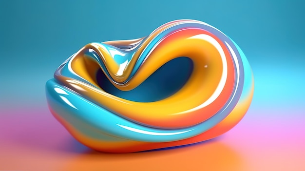 3D render van abstracte gedetailleerde vorm Dynamische futuristische achtergrond Generatieve Ai