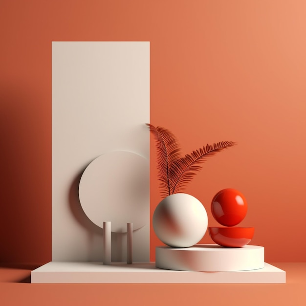 3D render van abstracte geometrische vormen Minimale scène met podia