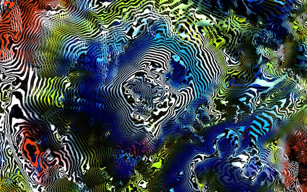 3D render van abstracte kunst van surrealistische 3D-achtergrondstructuur met lijnen in groenblauwe en witte kleur