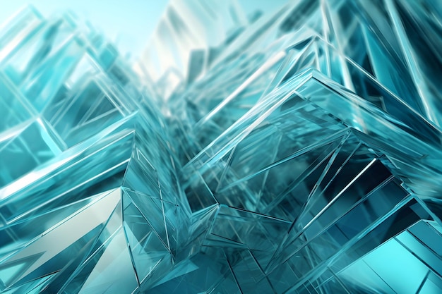 3D Render van blauwe abstracte etherische glasscherven achtergrond