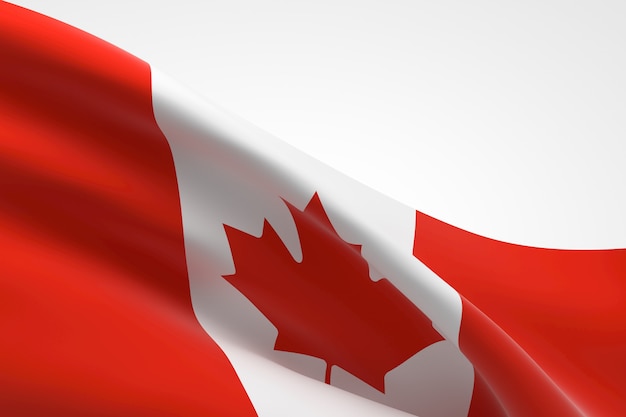 3D render van de Canadese vlag zwaaien.