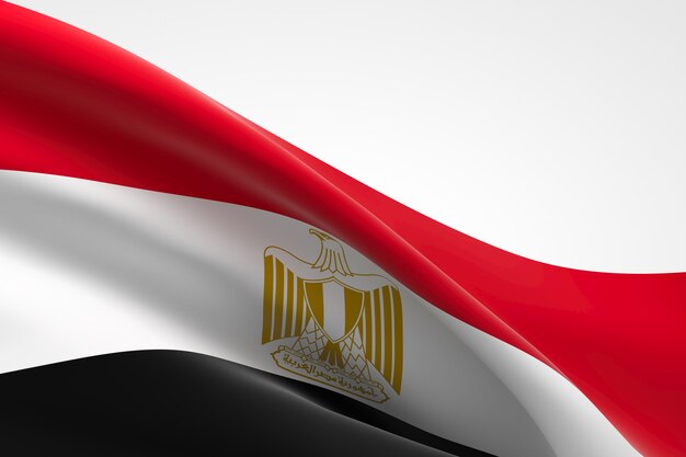 3D render van de Egyptische vlag zwaaien.