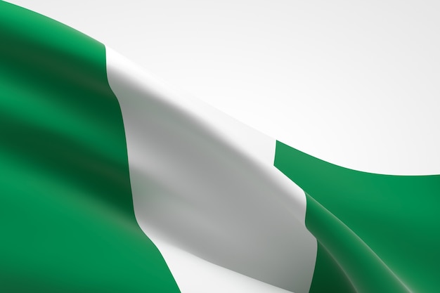 3D render van de Nigeriaanse vlag zwaaien.