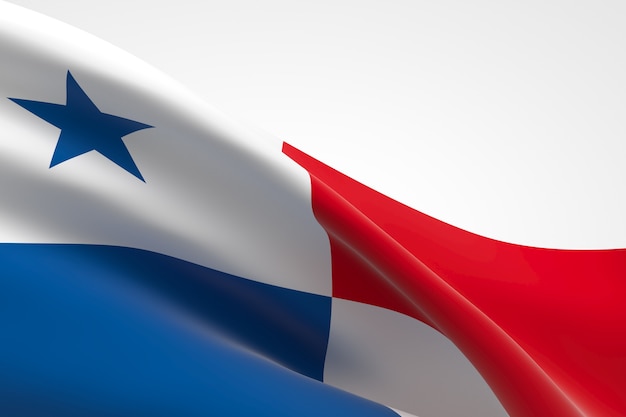 3d render van de panamese vlag zwaaien.