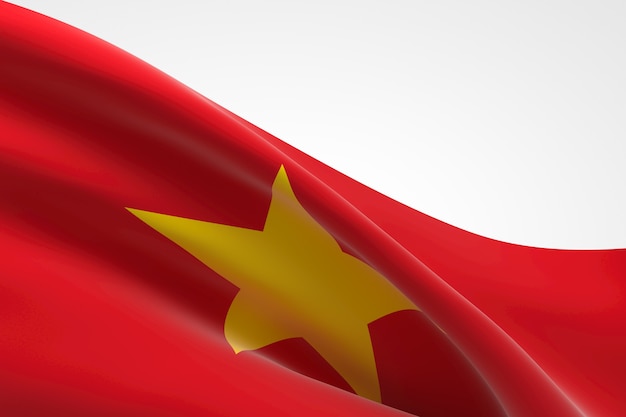 3D render van de Vietnamese vlag zwaaien.