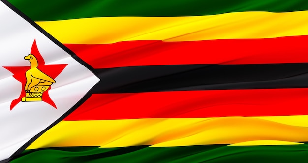 3D render van de vlag van Zimbabwe voor Memorial Day 18 april Independence Day