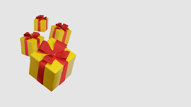 3D render van een banner met geschenkdozen