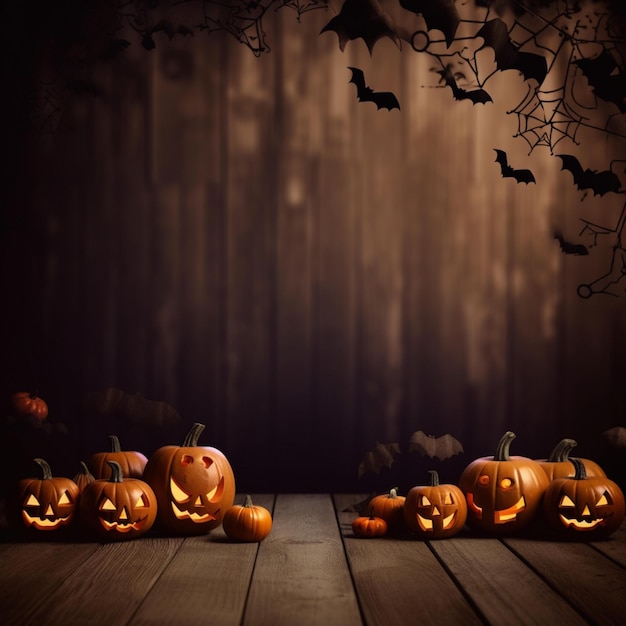 3D render van een Halloween pompoen op een bokeh achtergrond verlichting