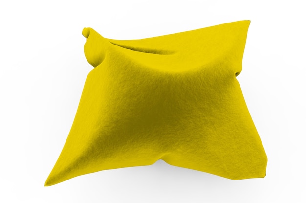 3D render van geel rood fluwelen kussen geïsoleerd op een witte achtergrond