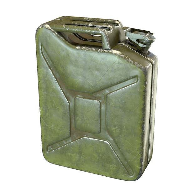 3d render van groene jerrycan geïsoleerd op een witte achtergrond