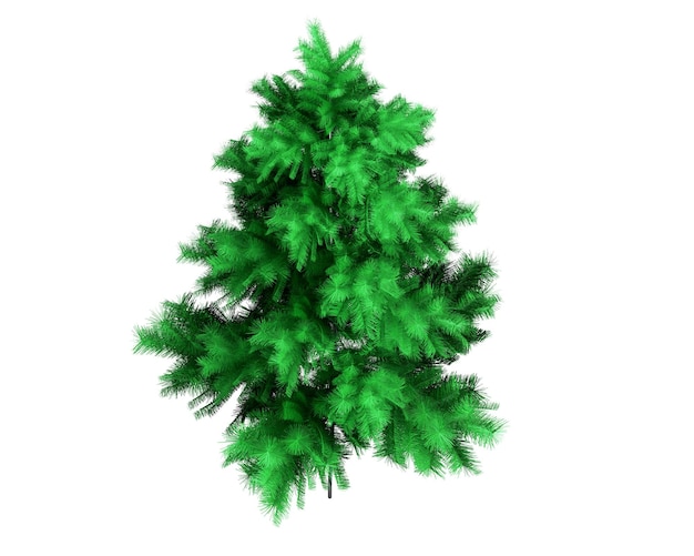 3D render van kerstboom op witte achtergrond