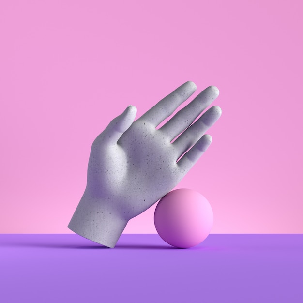 3D render van mannequin hand en bal