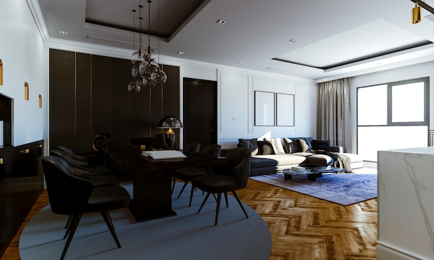 3D render van prachtige interieur render