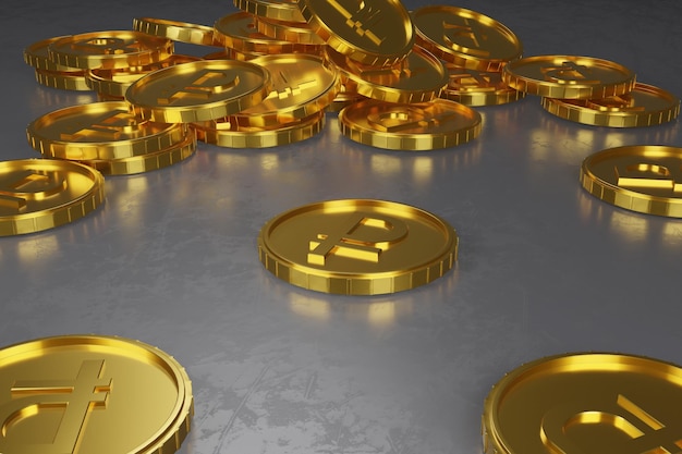 3D render van Russische munt gouden munt