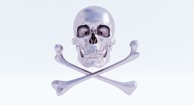 3d render van skull and crossbones geïsoleerd op een witte achtergrond.