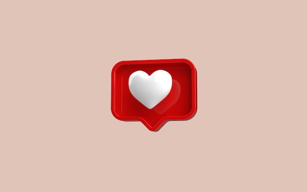 3D render van social media iconlike symbool op pastel