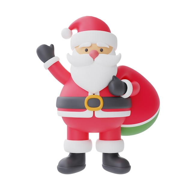 3D render van stripfiguur santa claus geïsoleerd op een witte achtergrond Prettige kerstdagen en nieuwjaar