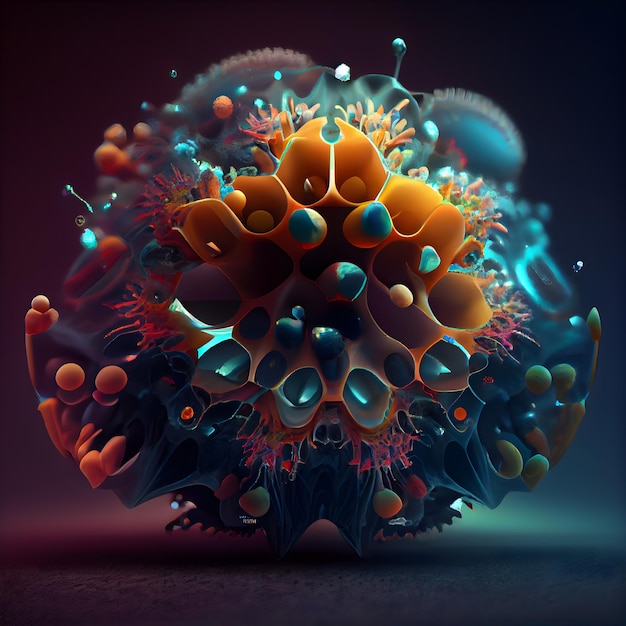 Foto 3d render van viruscellen in abstracte achtergrond 3d illustratie