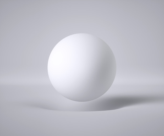 Foto 3d render van witte zwevende bal