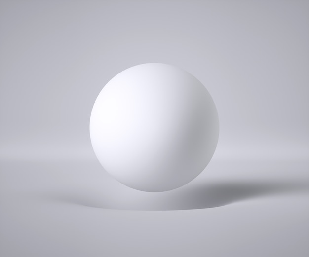 3D render van witte zwevende bal