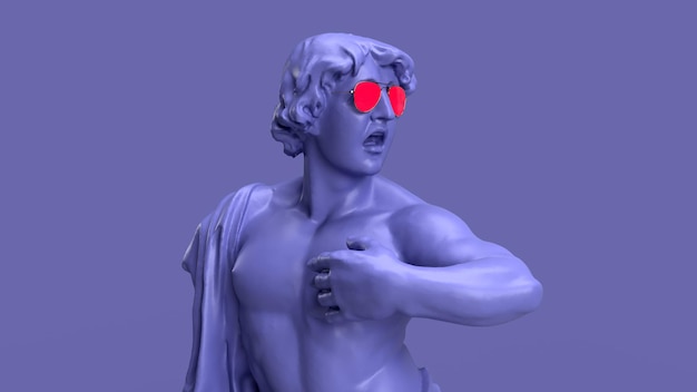 3d render Very Peri color violet the statue screams on the chest
