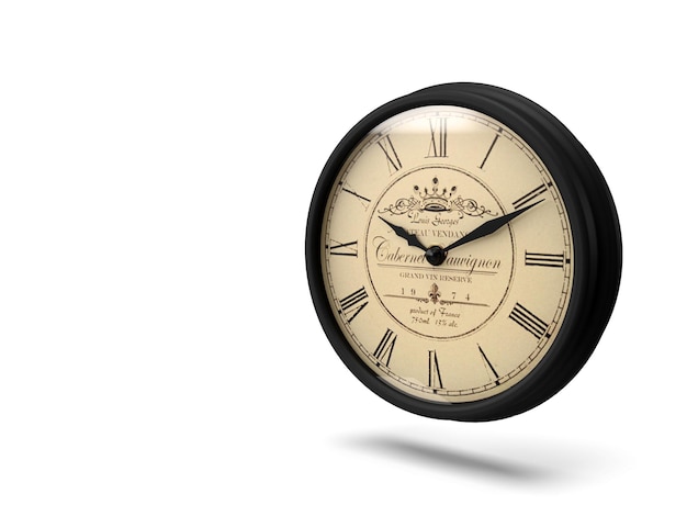 3d render vintage times clock isolated white background