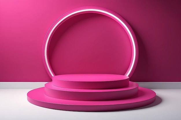 3d render of a viva magenta podium for product showcase backdrop mockup merchandise and others