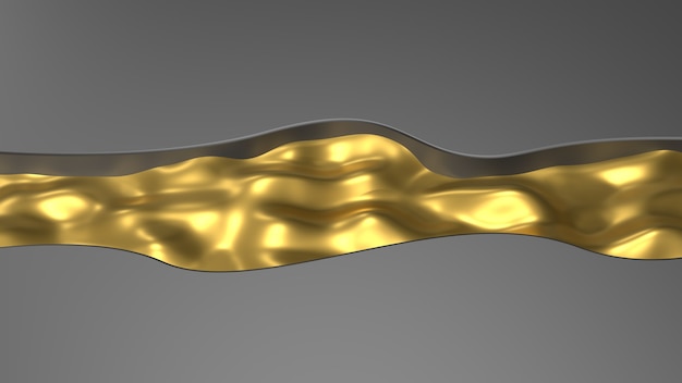 3d render vloeibaar goud gouden rivier