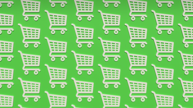 3d render volumetric grocery cart icon