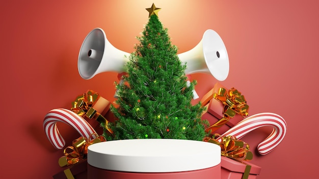 3D render vrolijk kerstfeest podium product stand promotie verkoop