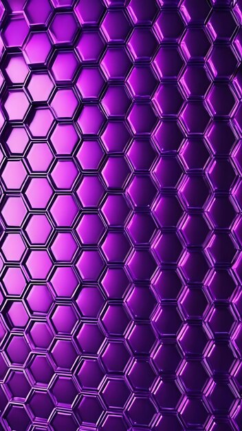 3d render of a wall of glossy purple extruding hexagon shapes