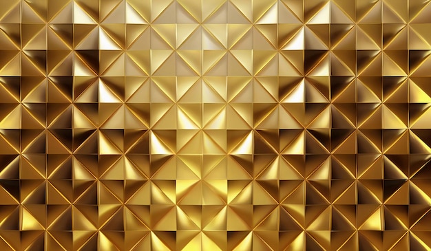 3d render wallpaper background. golden pattern triangles.
