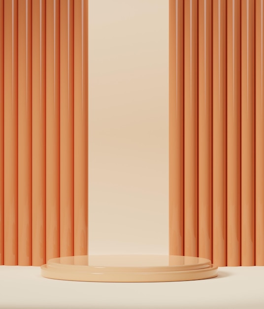 3D Render Warm orange podium